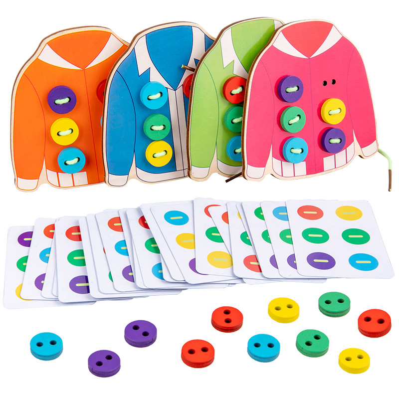 Board Game Of Life - 1セット：子供向けの楽しいモンテッソーリ教材。基本的な生活スキルを学ぶための、糸通し、ボタン留め、裁縫ボードゲームなど、教育玩具。