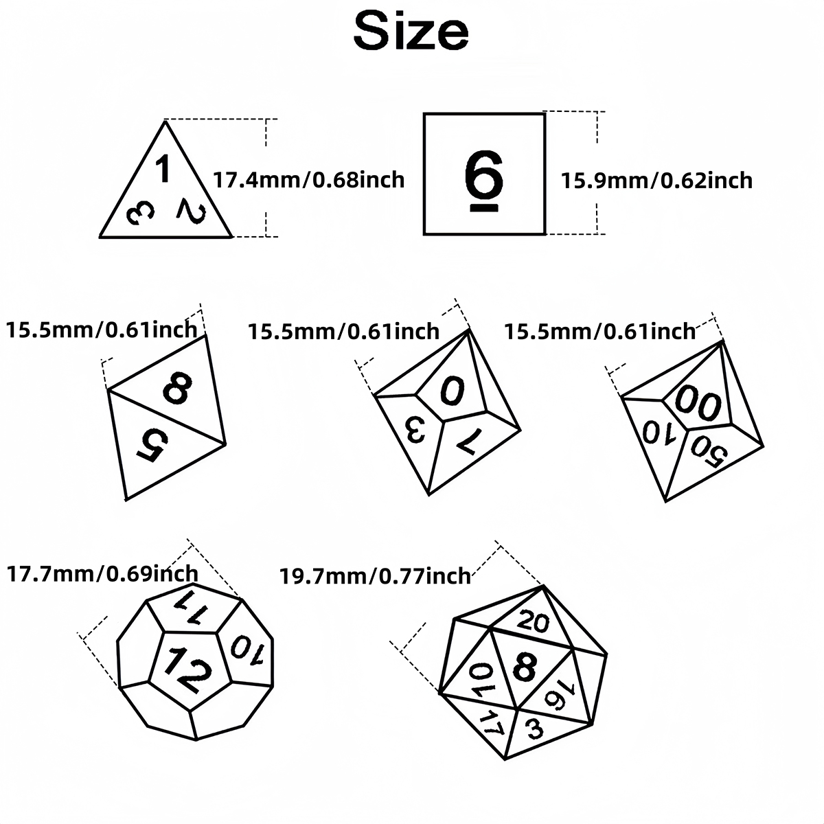 DNDダイスセット 7個入り ミックスカラー多面体ダイス D - Board Game Live のレビューと価格